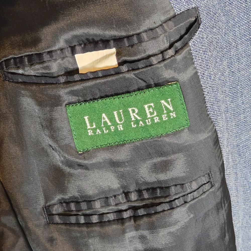 Lauren Ralph Lauren Silk Wool Blazer 46L Blue Plaid 2 Button Lined Sports Coat - Picture 13 of 16